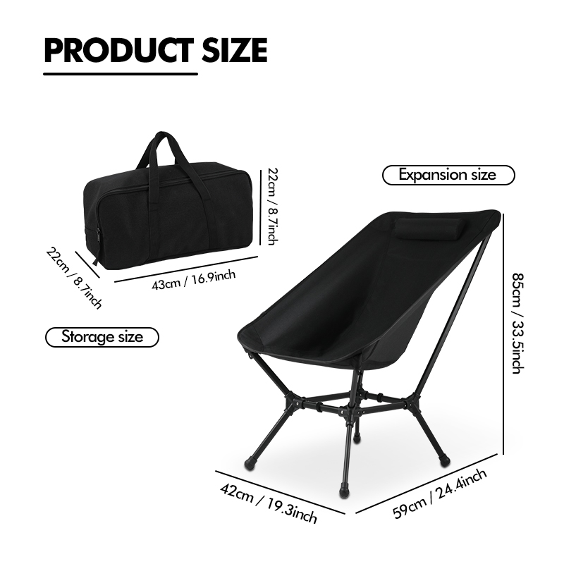 Heavy Duty Adjustable Camping Beach Moon Chair Ultra Light Folding 2